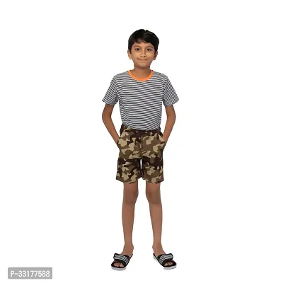 Elegant Brown Cotton Printed Shorts For Boys-thumb0