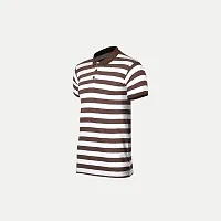 Mens Brown Fashion Striped Cotton Polo T-Shirt-thumb1