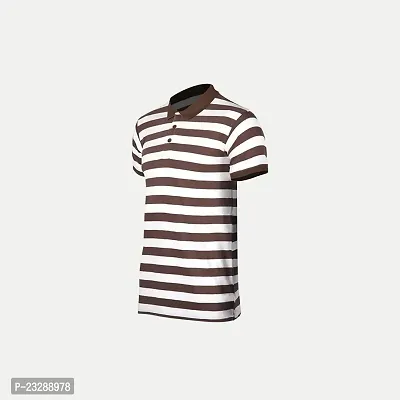 Mens Brown Fashion Striped Cotton Polo T-Shirt-thumb2