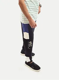 Rad prix Men Black Colourblock Printed Comfort Fit Cotton Joggers-thumb1