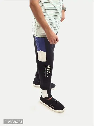 Rad prix Men Black Colourblock Printed Comfort Fit Cotton Joggers-thumb2