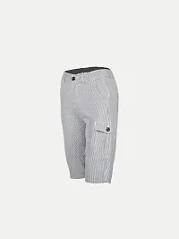 Boys Striped White Cotton Cargo Shorts-thumb1