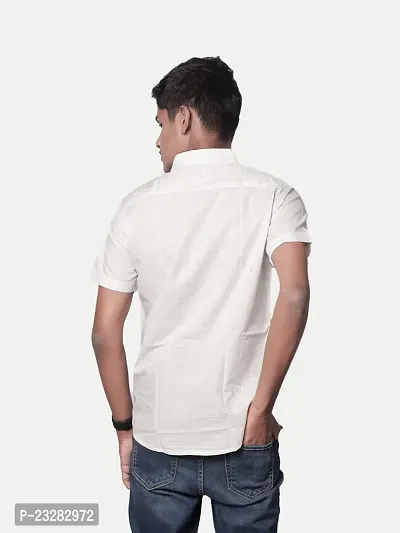 Rad prix Men Solid White Smart Casual Cotton Shirt-thumb4