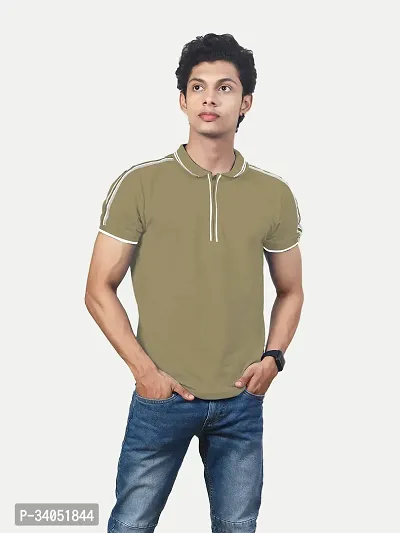 Stylish Green Cotton Blend T-Shirt For Men