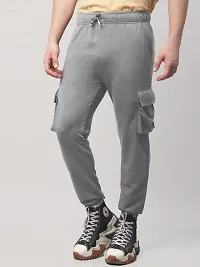 Rad prix Men Light Grey Cotton Textured Cargo Joggers-thumb2