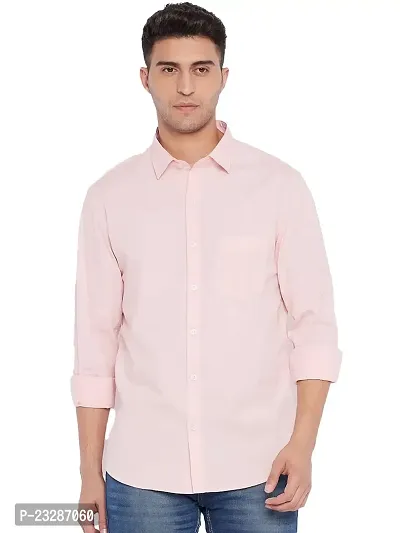 Rad prix Men Solid Pink Cotton Formal Full Sleeve Shirt-thumb0