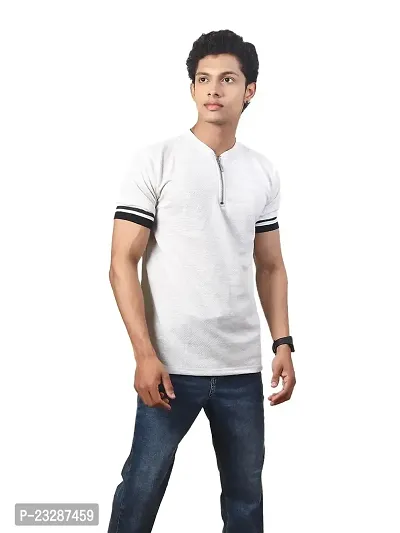 Rad prix Men Solid Tees Henley Neck- Ecru Colour