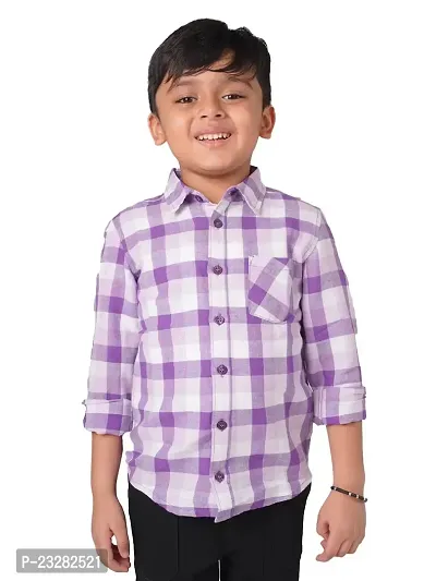 Rad prix Boys Purple Checked Shirt-thumb0