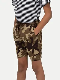 Boys Green Camo Checked shorts-thumb1