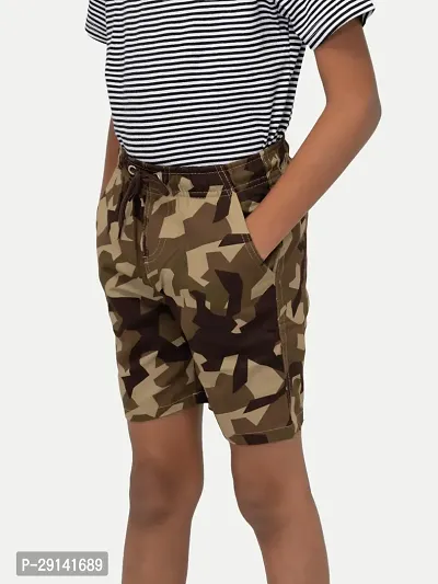 Boys Green Camo Checked shorts-thumb2