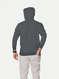 Rad prix Men Solid Grey Cotton Sweatshirt with Hoodie-thumb4