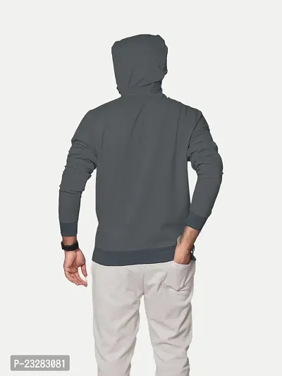 Rad prix Men Solid Grey Cotton Sweatshirt with Hoodie-thumb5