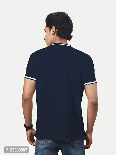 Rad prix Men Navy Round Neck Tee with Sleeve Print-thumb4