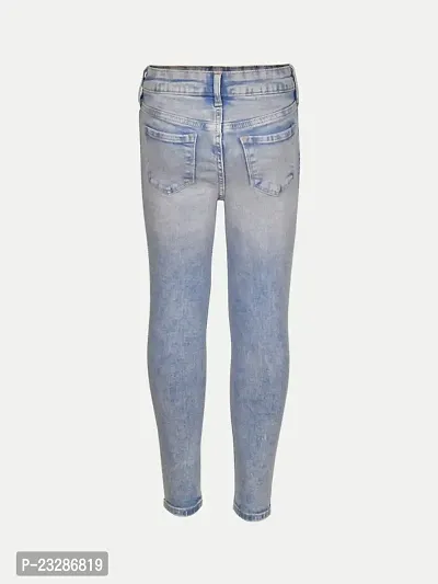 Rad prix Girls Mid-Blue Denim Pant with Slash-at-The-Knee-thumb4