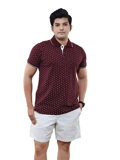 Rad prix Men Ditsy Casual Loose Fit Polo T-Shirt