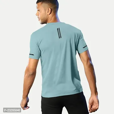 Rad prix Men Turquoise Blue Regular Fit Sports T-Shirt-thumb5