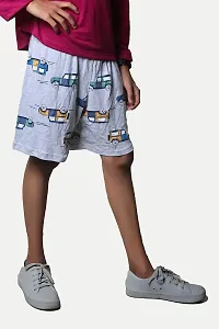 Rad prix Light Grey Melange Printed Shorts-thumb1