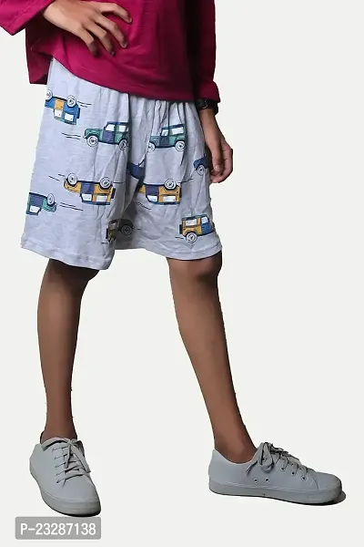 Rad prix Light Grey Melange Printed Shorts-thumb2