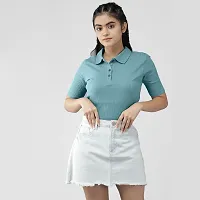 Rad prix Women Teal Cropped T Shirts-thumb3