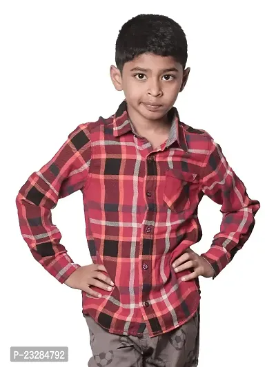 Teen Boys Madras Checked Shirt- Red Colour-thumb0