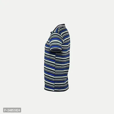 Stylish Blue Striped Cotton Polos For Men-thumb3