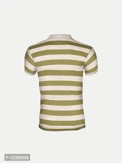 Mens Apple Green Fashion Striped Cotton Polo T-Shirt-thumb4