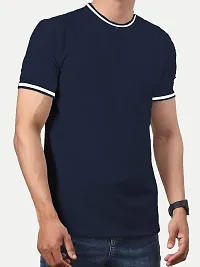 Rad prix Men Navy Round Neck Tee with Sleeve Print-thumb2