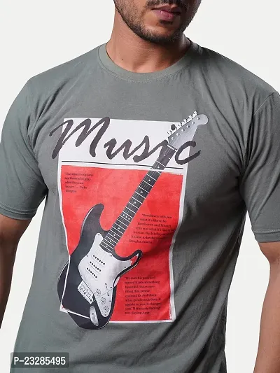 Rad prix Mens Light Grey Music Printed T-Shirt-thumb4