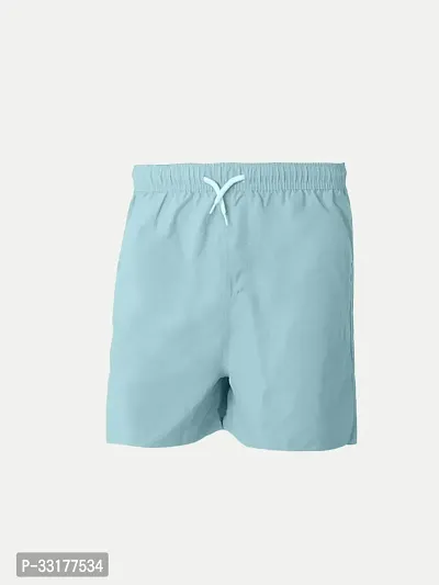 Elegant Blue Cotton Solid Shorts For Boys-thumb0