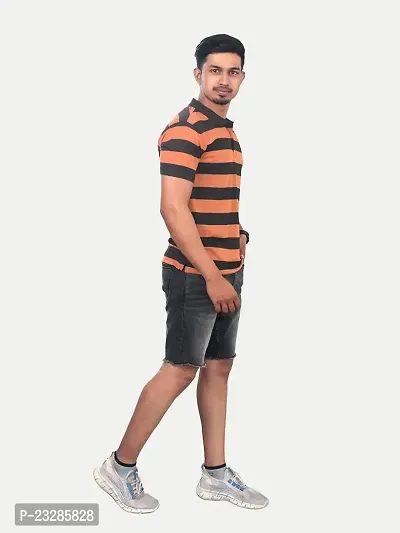 Rad prix Men Red and Black Thick Stripes Regular fit T-Shirt-thumb2