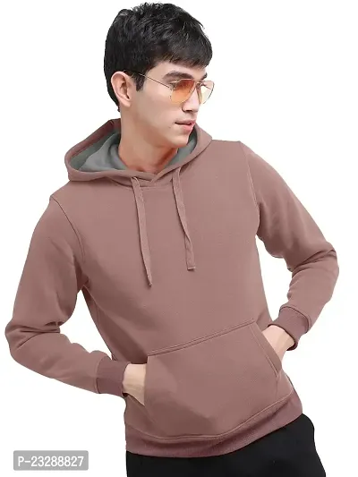 Rad prix Mens Solid Pink Cotton Jersey Hoodie with Pockets-thumb0