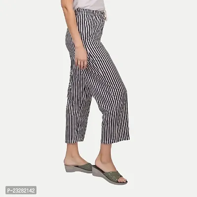 Rad prix Women Black Striped Loungewear Pants-thumb2