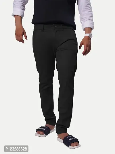 Rad prix Mens Black Solid Chinos Trousers-thumb2