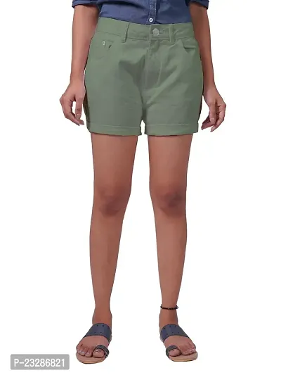 Rad prix Women's Green Denim Shorts-thumb0