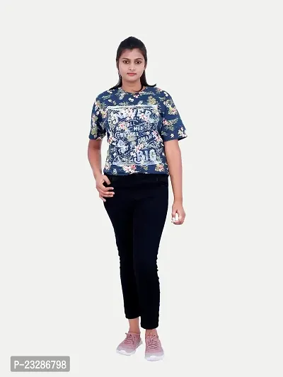 Rad prix Women Floral Printed Tees -Blue Colour