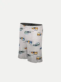 Teen Boys Grey Melange Printed Shorts-thumb1