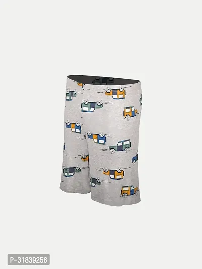 Teen Boys Grey Melange Printed Shorts-thumb2