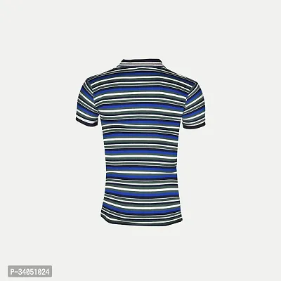 Stylish Blue Striped Cotton Polos For Men-thumb4