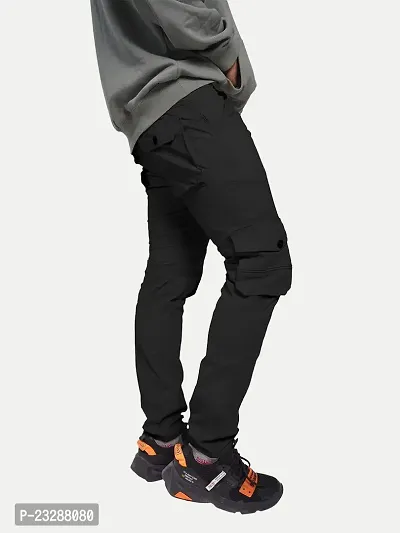 Rad prix Men Black Elasticated Cotton Cargo Joggers-thumb2