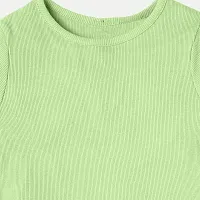 Stylish Green Cotton T-shirt For Girls-thumb2