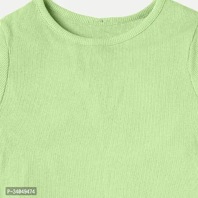 Stylish Green Cotton T-shirt For Girls-thumb3