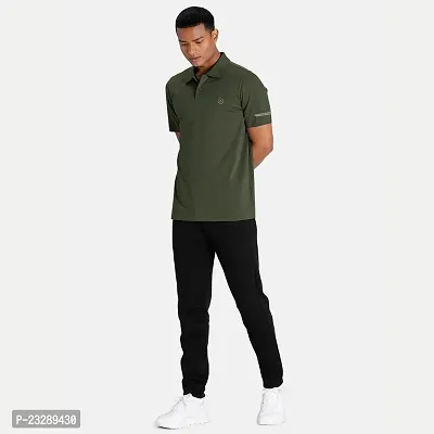 Rad prix Men Basic Green Polyester Polo Collared T-Shirt-thumb5