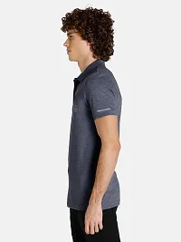 Rad prix Men Basic Grey Polyester Polo Collared T-Shirt-thumb2