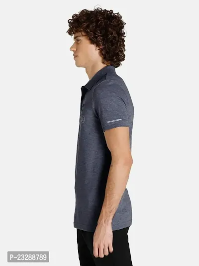 Rad prix Men Basic Grey Polyester Polo Collared T-Shirt-thumb3