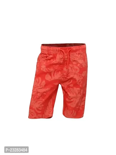 Boys Red Floral Printed Shorts-thumb0