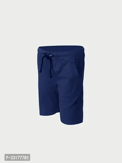 Elegant Blue Cotton Solid Shorts For Boys-thumb2