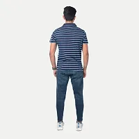 Stylish Blue Striped Cotton Polos For Men-thumb3