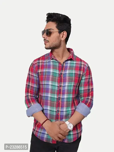 Rad prix Men Red Checkered Casual Cotton Shirt-thumb2