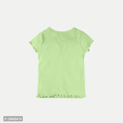 Stylish Green Cotton T-shirt For Girls-thumb2