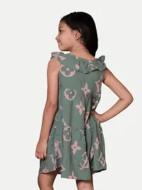 Rad prix Teen Girls Sage-Green Printed Summer Dress-thumb3